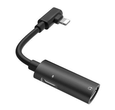 Адаптер Hoco LS18 Lightning to 2 Lightning (Audio + Charge) Black 41345