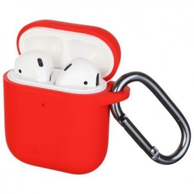 Чехол Silicone Slim с карабином для Apple Airpods 1/2 Crimson 82227