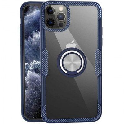 Чехол Din Crystal Magnet Ring для iPhone 13 Pro Бесцветный / Синий 61662