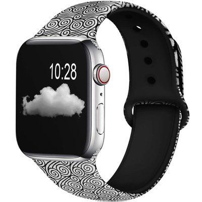 Ремінець Silicone для Apple Watch 38/40/SE 40/41 mm Чорно-білі візерунки 50640