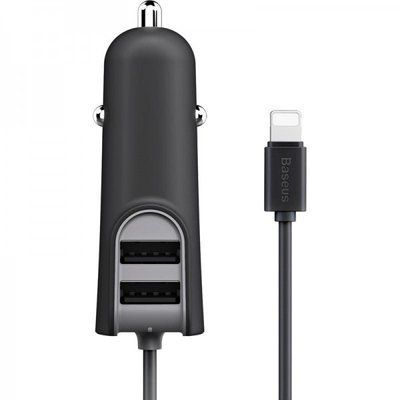 Автомобильное зарядное устройство Baseus Energy Station QC + кабель Lightning 2USB / 5.5A Black 57723