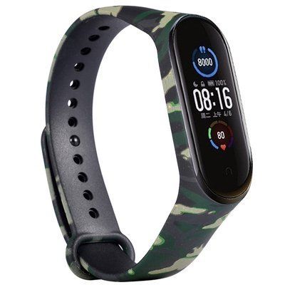 Ремешок с рисунком для Xiaomi Mi Band 5/6 Хаки / Зеленый 44119