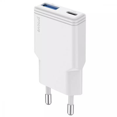 Мережевий зарядний пристрій Proove Slender 30W Type-C+USB White 87125