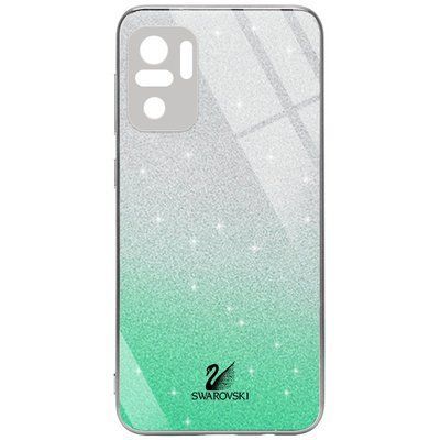 Чехол TPU+Glass Swarovski Full для Xiaomi Redmi Note 10 / Note 10s / Poco M5s Бирюзовый 55955