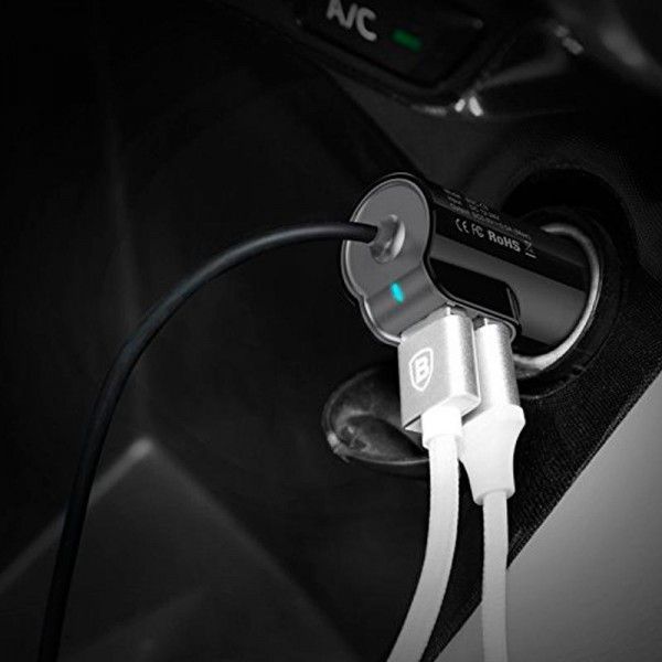 Автомобильное зарядное устройство Baseus Energy Station QC + кабель Lightning 2USB / 5.5A Black 57723