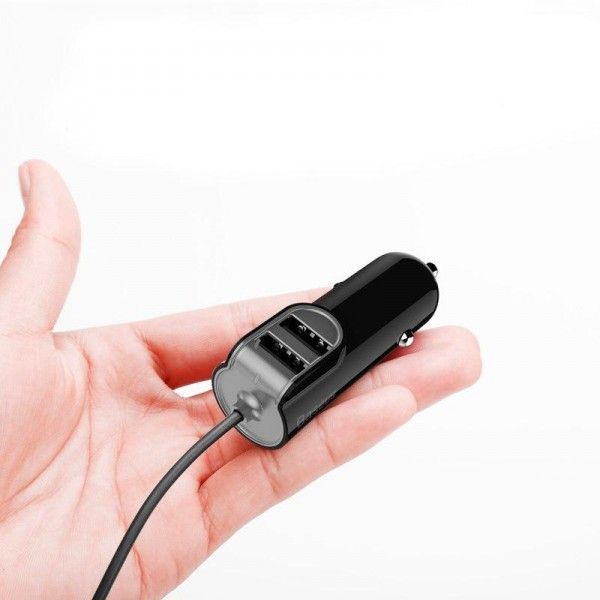 Автомобильное зарядное устройство Baseus Energy Station QC + кабель Lightning 2USB / 5.5A Black 57723