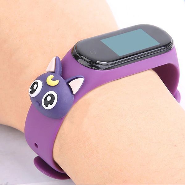 Ремінець Silicone Cartoon Face для Xiaomi Mi Band 3/4 Фіолетовий / Кіт Сейлормун 52171