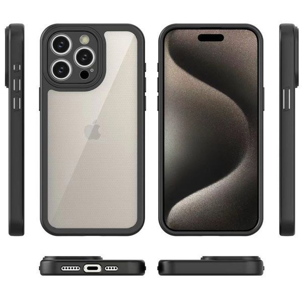 Чехол Colour 1.5mm для Iphone 15 Pro Прозрачный / Black 83248