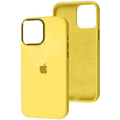 Чехол Silicone Case Metal для Iphone 14 Желтый / Sunglow 80610
