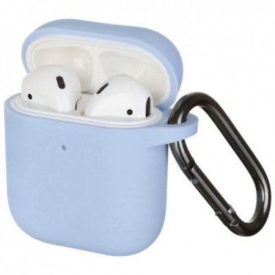 Чехол Silicone Slim с карабином для Apple Airpods 1/2 Sky Blue 82236