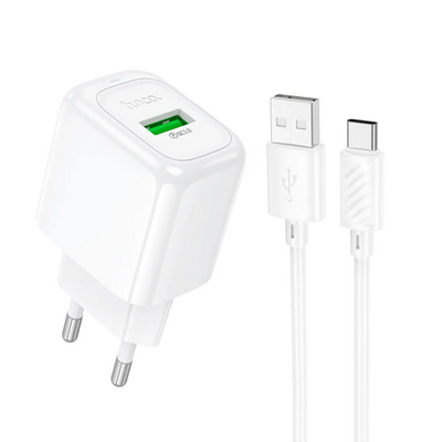 Мережевий зарядний пристрій HOCO CS52A QC3.0 1USB 18W+кабель USB to Type-C White 88346