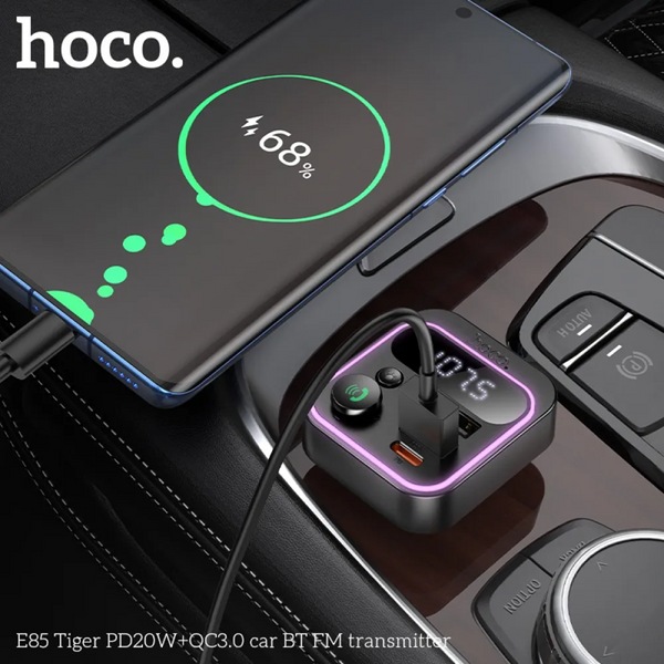 Автомобільний FM модулятор Hoco E85 PD20W+QC3.0 Black 86212