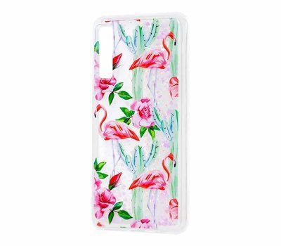 Чохол з блискітками Lovely Stream для Samsung Galaxy A7 2018 A750 Flamingo and cactus 39039
