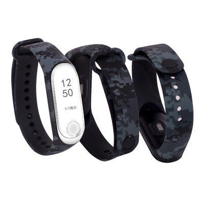 Ремешок с рисунком для Xiaomi Mi Band 3/4 Пиксель / Серый 58794