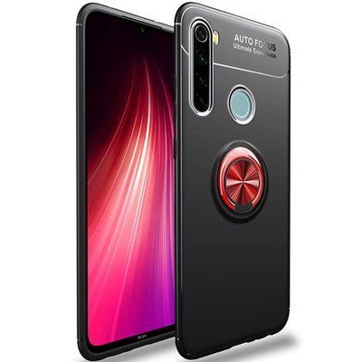 Чохол Din Color Magnet Ring для Xiaomi Redmi Note 8T Чорний / Червоний 38587