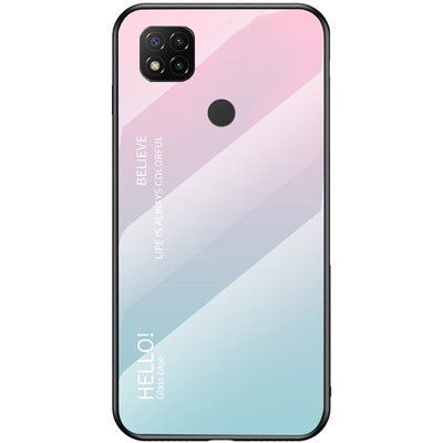 Чохол TPU+Glass Gradient HELLO для Xiaomi Redmi 9C / 10A Рожевий / М'ятний 46025