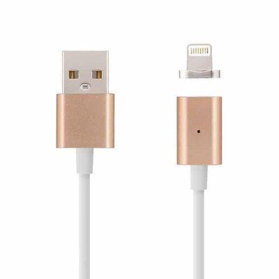 Кабель Metal Magnetic USB - Lightning 2A 1м Золотий / Білий 36580