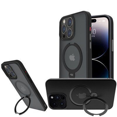Чохол Metal Buttons MagSafe Colorful HQ Ring для Iphone 15 Pro Black 84167