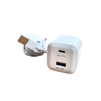 Мережевий зарядний пристрій Xiaomi MDY-EP-1406 GaN PD67W Type-C+USB HC+кабель USB to Type-C White 87136
