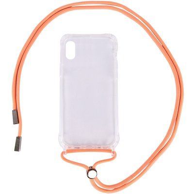 Чехол Crossbody Transparent со шнурком для Iphone X / XS Персиковый 57169