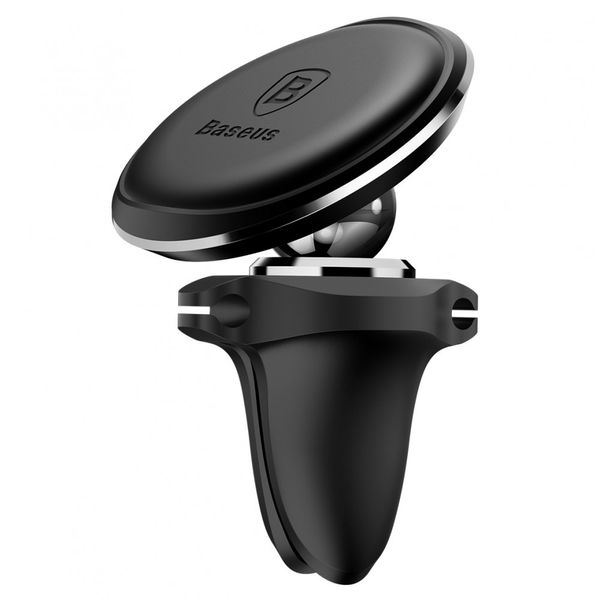 Автодержатель для телефона Baseus Magnetic Air Vent Car Mount With Cable Clip Black 52381