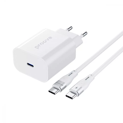 Сетевое зарядное устройство Proove Rapid 30W Type-C+кабель Type-C to Type-C White 83491
