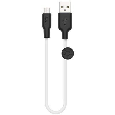 Кабель Hoco X21 plus Silicone USB - MicroUSB 2.4A 0.25м Black / White 47332