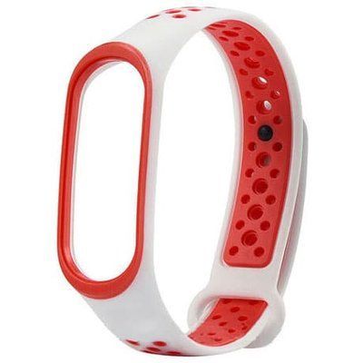 Ремінець Silicone для Xiaomi Mi Band 3/4 Sport White / Red 37786