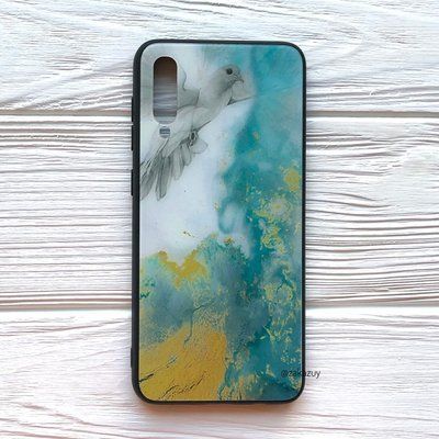 Чехол TPU+Glass Luxury Marble для Samsung Galaxy A70 2019 A705 Голубь 34093