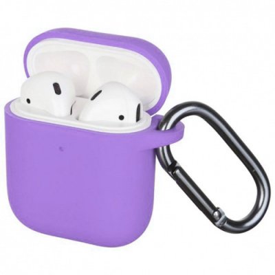 Чехол Silicone Slim с карабином для Apple Airpods 1/2 Violet 82238