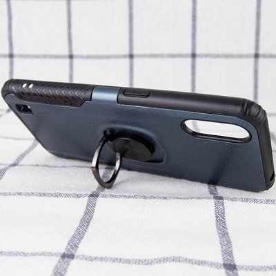 Протиударний чохол Leather Magnet Ring для Samsung Galaxy A01 Метал / Gun Metal 44254