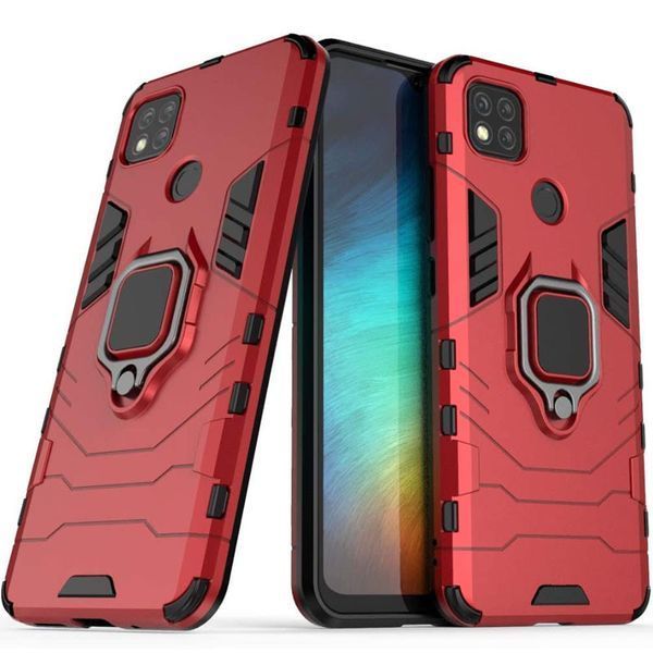 Противоударный чехол Transforme Ring для Xiaomi Redmi 9C / Redmi 10A Красный / Dante Red 55356