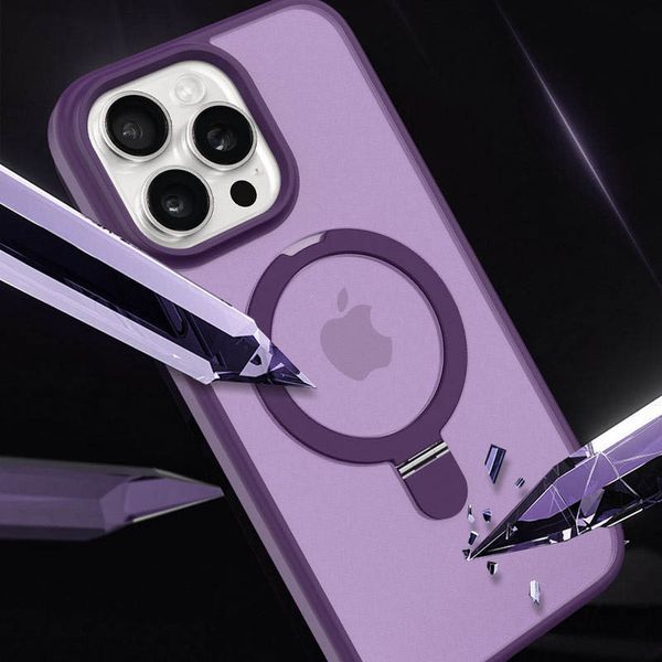 Чохол Metal Buttons MagSafe Colorful HQ Ring для Iphone 15 Pro Max Purple 84168