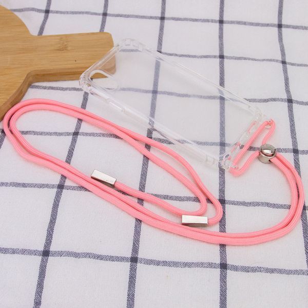 Чехол Crossbody Transparent со шнурком для Iphone X / XS Розовый 57170