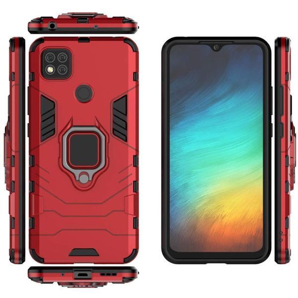 Противоударный чехол Transforme Ring для Xiaomi Redmi 9C / Redmi 10A Красный / Dante Red 55356