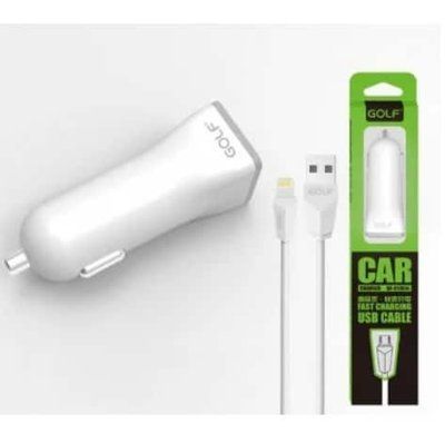 Автомобільний зарядний пристрій Golf GF-C1+ кабель Lightning 1USB / 1A White 37200