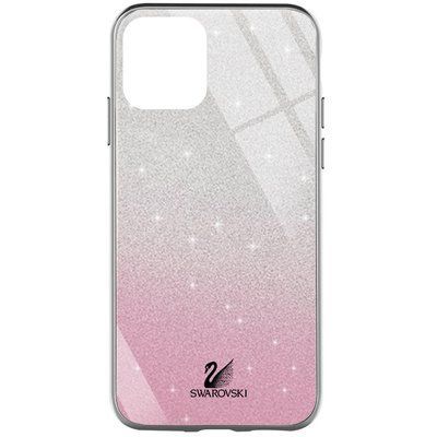 Чехол TPU+Glass с блестками Swarovski для Iphone 12 Pro Max Розовый 56073