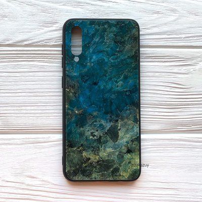 Чехол TPU+Glass Luxury Marble для Samsung Galaxy A70 2019 A705 Морская Волна 34094