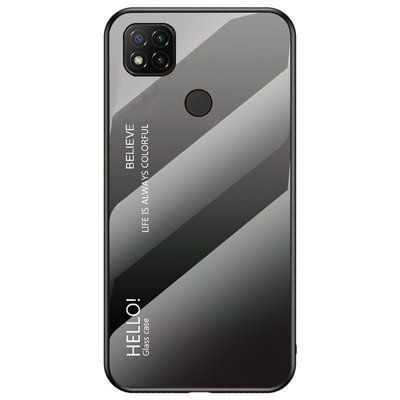 Чохол TPU+Glass Gradient HELLO для Xiaomi Redmi 9C Чорний / Сірий 46027