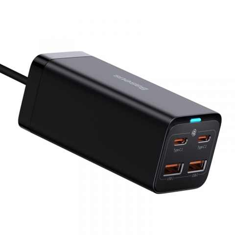 Мережевий зарядний пристрій Baseus GaN3 Pro Quick Charger 100W 2Type-C+2USB Black 85721