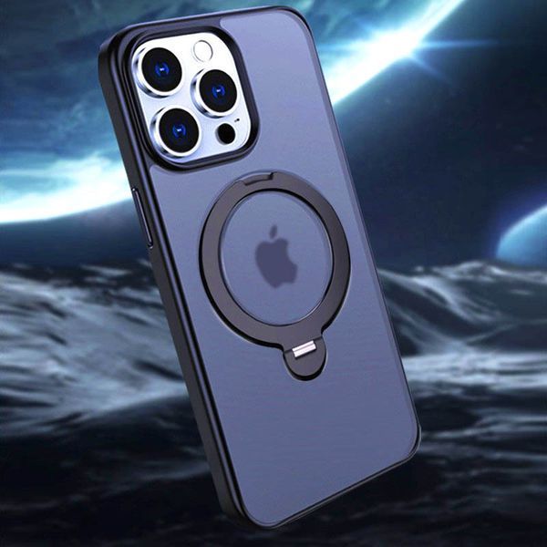 Чохол Metal Buttons MagSafe Colorful HQ Ring для Iphone 15 Pro Max Dark Blue 84169