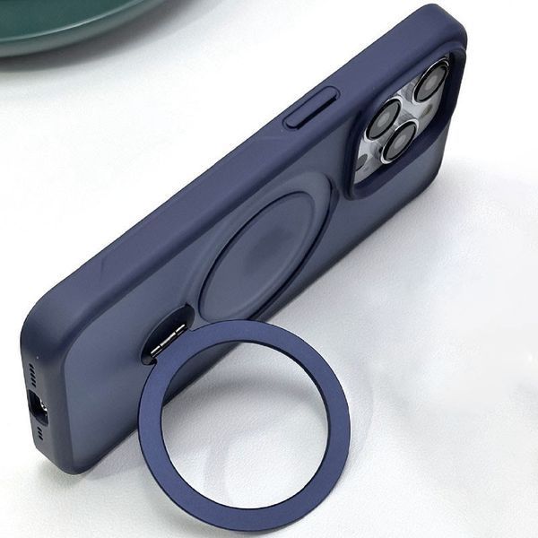 Чохол Metal Buttons MagSafe Colorful HQ Ring для Iphone 15 Pro Max Dark Blue 84169