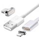 Кабель Stez Metal Magnetic USB - Lightning 2A 1м Серебряный / Белый 36640 2