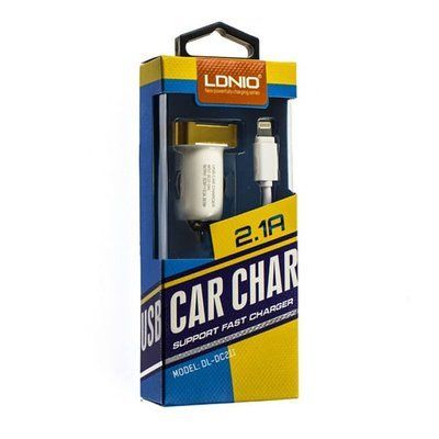 Автомобільний зарядний пристрій LDNIO DL-DC 211+ кабель Lightning 1USB / 2.1A White 37202