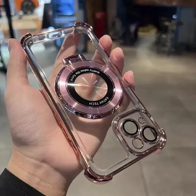 Протиударний чохол Kathy Tech MagSafe для Iphone 16 Прозорий/Рожевий