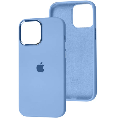 Чехол Silicone Case Metal для Iphone 14 Голубой / Blue Fog 80614