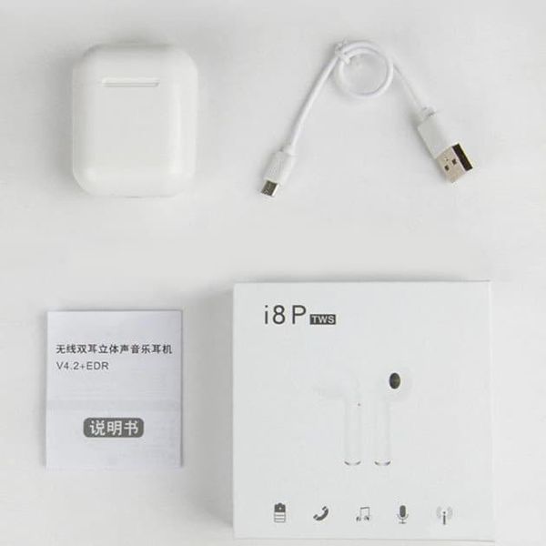 Наушники беспроводные i8P TWS White 37380