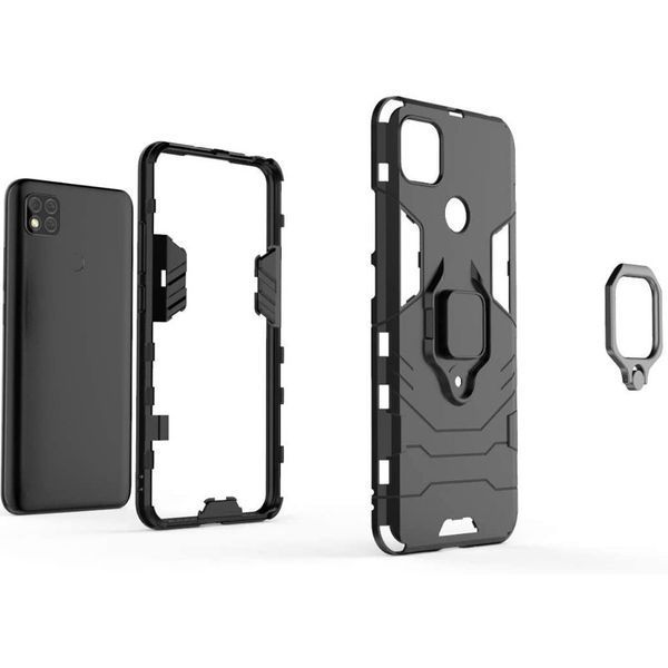 Противоударный чехол Transforme Ring для Xiaomi Redmi 9C / Redmi 10A Черный / Soul Black 55358