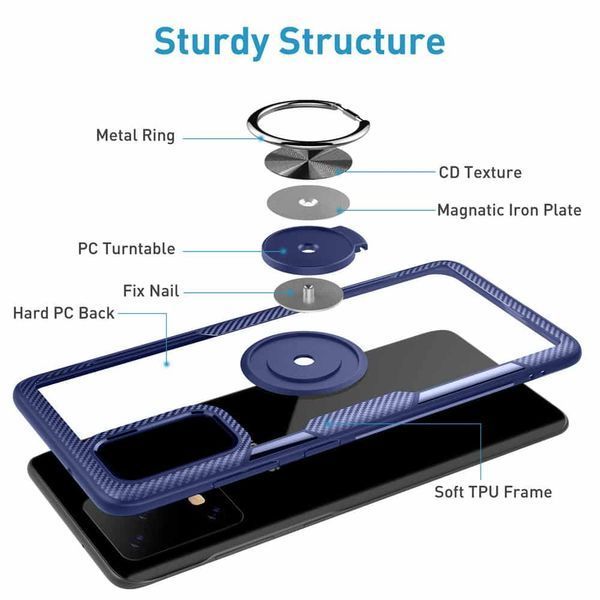 Чехол Din Crystal Magnet Ring для Samsung Galaxy S20 Ultra Синий 39201