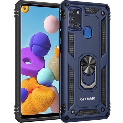 Противоударный чехол GetSerg Magnet Ring для Samsung Galaxy A21s Темно-синий 44069